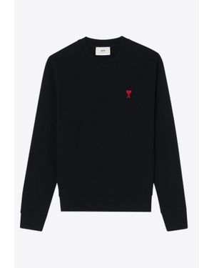 Ami Paris Ami De Coeur Embroidered Sweatshirt - Blue