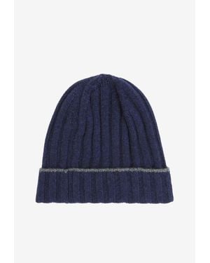 Brunello Cucinelli Ribbed Cashmere Beanie - Blue