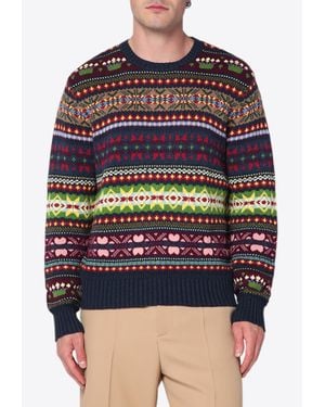 Polo Ralph Lauren Intarsia Knit Patterned Sweater - Blue