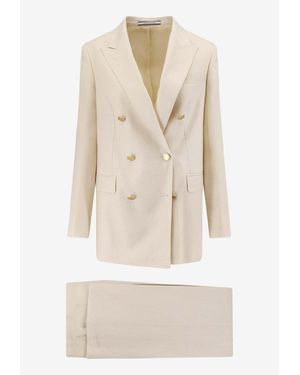 Tagliatore Jasmine Double-Breasted Linen Suit - Natural