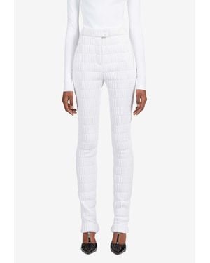 Ferragamo Quilted Slim-Leg Pants - White