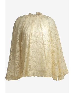 Zimmermann Angel Floral Lace Blouse - Natural
