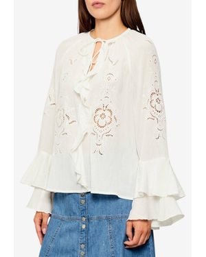 Ba&sh Omar Broderie Anglaise Flounced Blouse - White