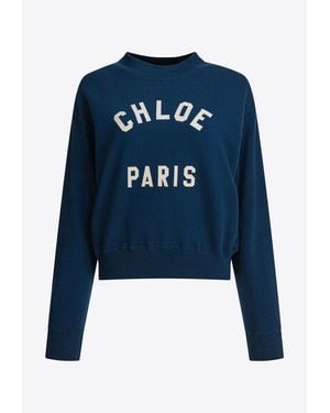 Chloé Logo Crewneck Sweatshirt - Blue