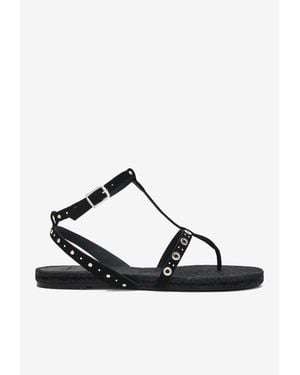 Castañer Pati Suede Flat Sandals - Black