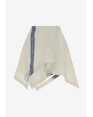 JW Anderson Asymmetric Mini Skirt With Branded Stripe - White