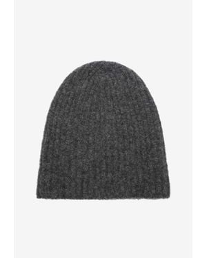 Roberto Collina Cashmere And Silk Ribbed Beanie - Grey