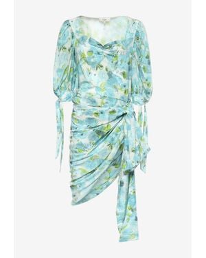 Chloé Floral Print Mini Draped Dress - Green