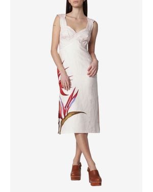 FARM Rio Strelitzia Linen Midi Dress - White