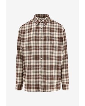 Celine Madras Check Button Shirt - White