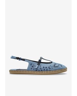 Jimmy Choo Amiee Denim Slingback Flats - Blue