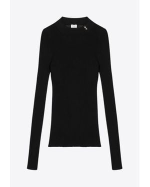 Saint Laurent Cassandre Silk Top - Black