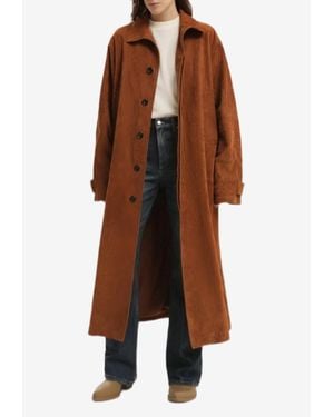 1989 STUDIO Corduroy Leather Mackintosh Coat - Brown