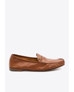 Versace Medusa Calf Leather Loafers - Brown