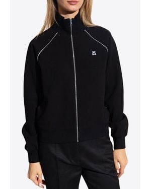 Tory Burch Bonded Crepe Zip-Up Track Jacket - Black