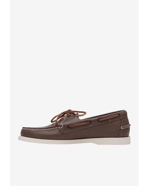 Sebago Dockside Portland Grained Leather Loafers - White