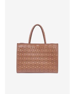 Serapian 1928 Mosaico Leather Tote Bag - Brown