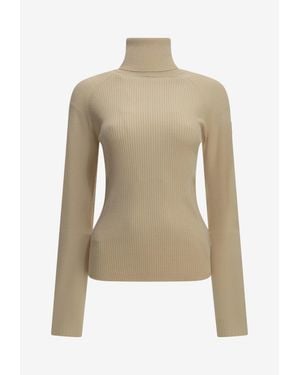 Moncler Logo Patch Turtleneck Sweater - Natural