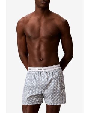Calvin Klein Printed Poplin Boxer Shorts - Gray