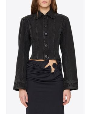 Christopher Esber Cinched Cropped Denim Jacket - Black