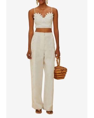 FARM Rio High-Waist Linen Pants - Natural