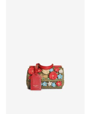 Dolce & Gabbana My Sicily Raffia Crochet Top Handle Bag - Red