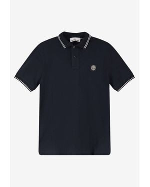 Stone Island Compass Patch Polo T-Shirt - Blue