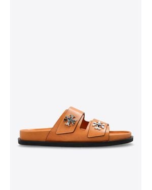 Tory Burch Turnlock Leather Sandals - Brown