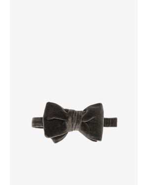 Tom Ford Logo Embroidered Velvet Bow Tie - White