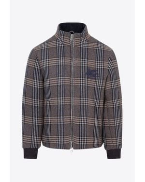 Etro Wool Check Padded Jacket - Grey