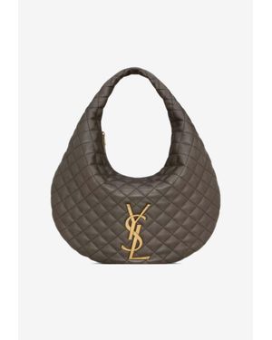 Saint Laurent Icare Quilted Nappa Hobo Bag - Gray
