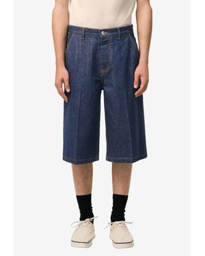 Ami Paris Denim Buttoned Shorts - Blue
