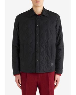 Etro Logo-Patch Quilted Overshirt - Gray