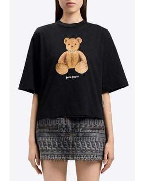 Palm Angels Teddy Bear Print Boxy T-Shirt - Black