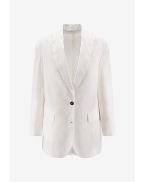 Brunello Cucinelli Single-Breasted Blazer - White