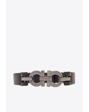 Ferragamo Gancini Leather Bracelet - White