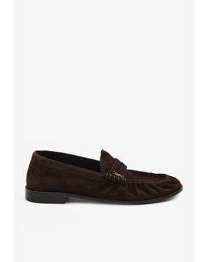 Saint Laurent Le Loafer Suede Loafers - White