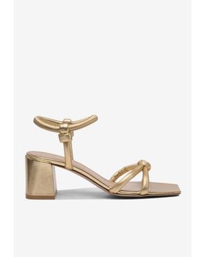 Gianvito Rossi Juno 55 Metallic Leather Sandals - Natural
