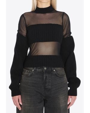 Jean Paul Gaultier Sheer-Effect Panelled Top - Black