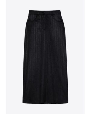Department 5 Pinstripe Wool-Blend Midi Skirt - Black