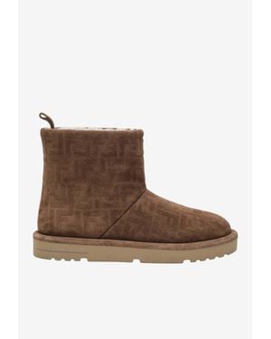 Fendi Ff Jacquard Suede Ankle Boots - Brown