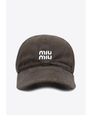 Miu Miu Washed Logo Baseball Cap - Black