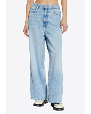 Ganni Faded Wide-Leg Jeans - Blue