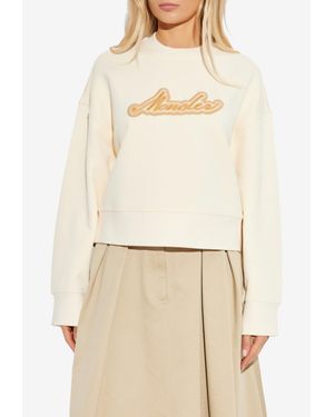 Moncler Logo-Embroidered Crewneck Sweatshirt - Natural