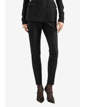Dolce & Gabbana Floral Brocade High-Rise Pants - Black