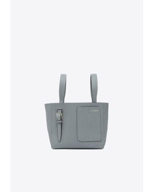 Valextra Mini Soft Leather Bucket Bag - Grey