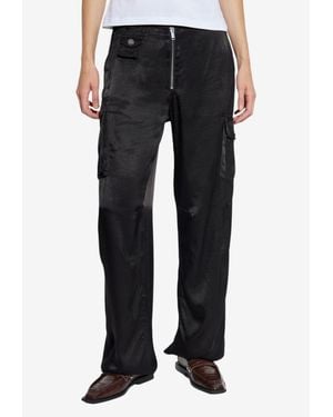Ganni Mid-Rise Wide-Leg Cargo Pants - Black