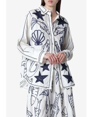 FARM Rio Embroidered Casual Shirt - Blue