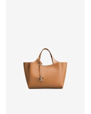 Tod's Monogram Charm Leather Tote Bag - White
