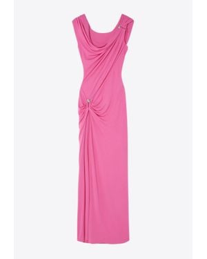 Versace Safety Pin Gathered Maxi Dress - Pink